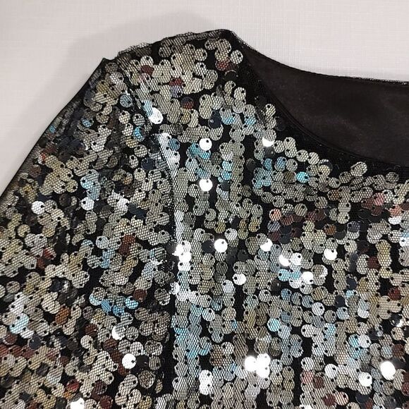T Tahari Black Organza Sequined Special Occasion Dress Size 10 - Picture 6 of 10